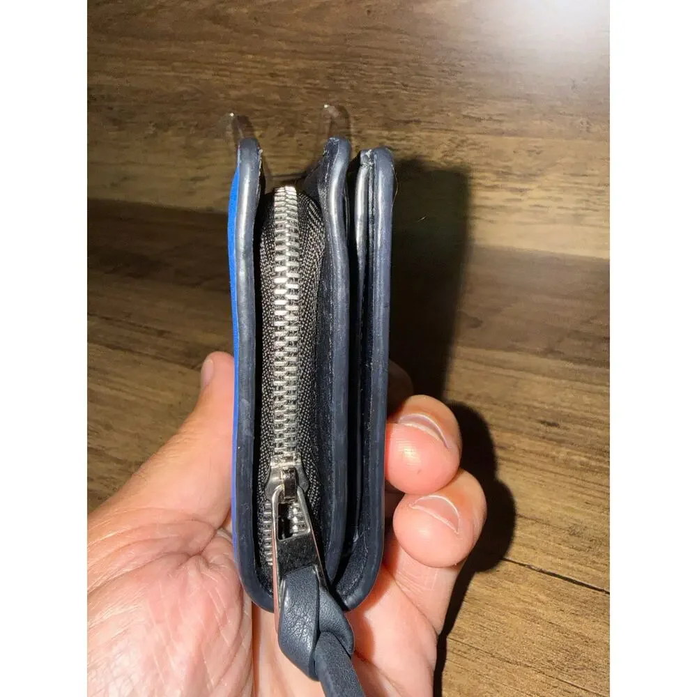 Loewe Blue Leather Owl Zip Wallet with coa